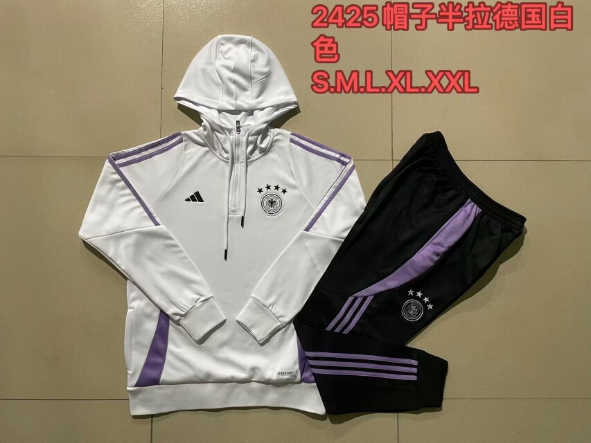 AAA Quality Germany 24/25 Hoodie Tracksuit - White/Purple